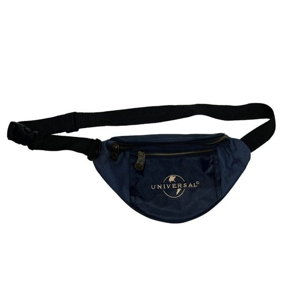 Universal Studios Fanny Pack Adjustable Waist Belt Bag Zippered Pockets Navy OS - Picture 1 of 16